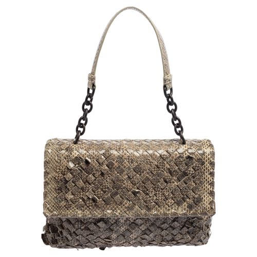 Bottega Veneta Beige Snakeskin Olimpia Shoulder Bag - Bottega Veneta - Modalova