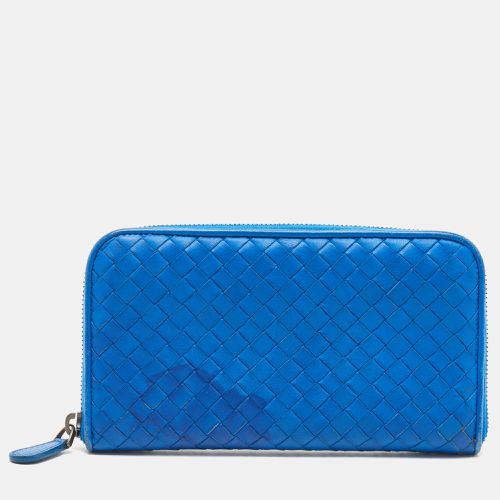 Bottega Veneta Blue Intrecciato Leather Zip Around Wallet - Bottega Veneta - Modalova