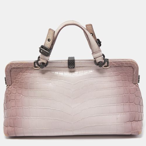 Bottega Veneta Lilac/White Croc Leather Frame Satchel - Bottega Veneta - Modalova