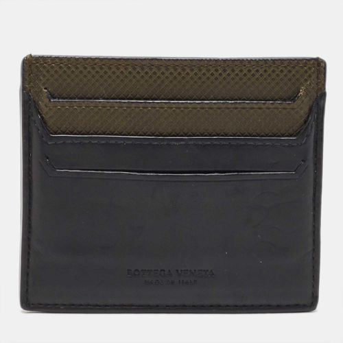 Bottega Veneta Black/Olive Green Leather Card Holder - Bottega Veneta - Modalova