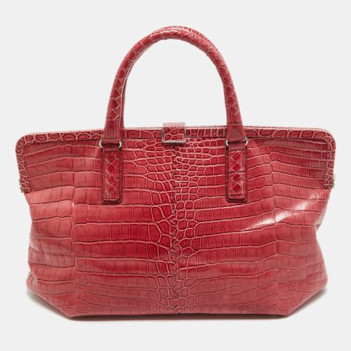 Bottega Veneta Pink Crocodile Frame Tote - Bottega Veneta - Modalova