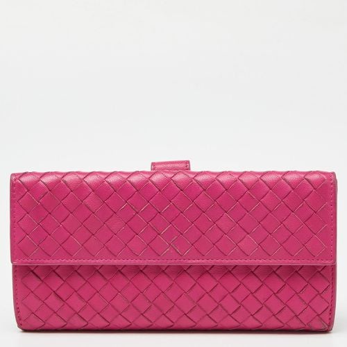 Bottega Veneta Pink Intrecciato Leather Flap Continental Wallet - Bottega Veneta - Modalova