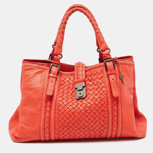 Bottega Veneta Red Intrecciato Leather Large Roma Stitch Tote - Bottega Veneta - Modalova