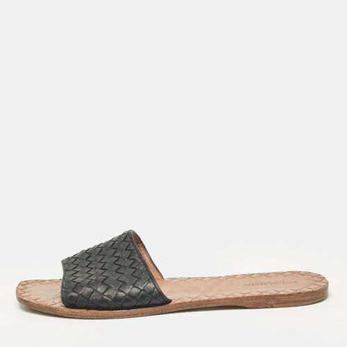 Bottega Veneta Black Intrecciato Leather Flat Slides Size 40 - Bottega Veneta - Modalova