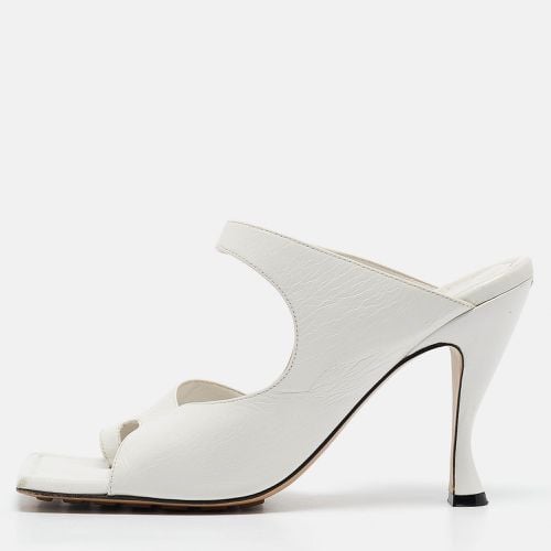 Bottega Veneta White Leather Square Toe Slide Sandals Size 40 - Bottega Veneta - Modalova