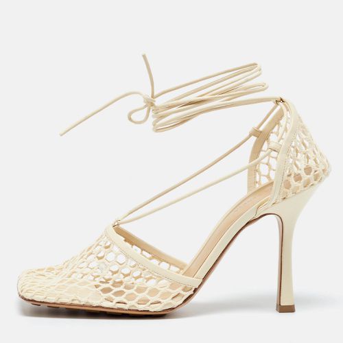 Bottega Veneta Cream Leather and Stretch Mesh Wrap Around Pumps Size 41 - Bottega Veneta - Modalova