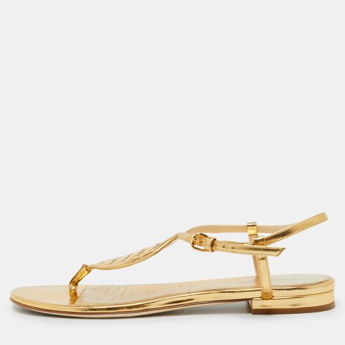 Bottega Veneta Gold Leather Ankle Strap Flat Sandals Size 38 - Bottega Veneta - Modalova