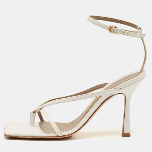 Bottega Veneta White Leather Stretch Ankle Strap Sandals Size 37.5 - Bottega Veneta - Modalova