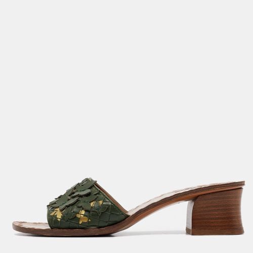 Bottega Veneta Green Intrecciato Leather Butterfly Applique Ravello Sandals Size 38 - Bottega Veneta - Modalova