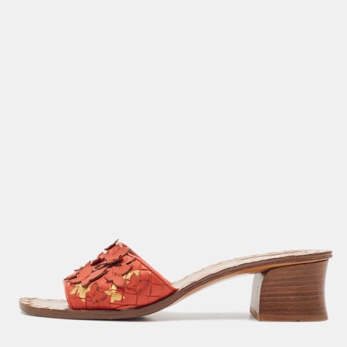 Bottega Veneta Orange Intrecciato Leather Butterfly Applique Ravello Sandals Size 38 - Bottega Veneta - Modalova