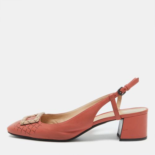 Bottega Veneta Coral Pink Leather Block Heel Slingback Pumps Size 39 - Bottega Veneta - Modalova