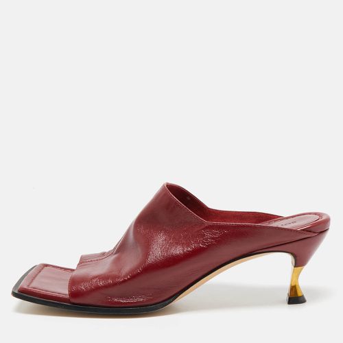 Bottega Veneta Burgundy Leather Stretch Square Toe Kitten Heel Mules Size 39 - Bottega Veneta - Modalova