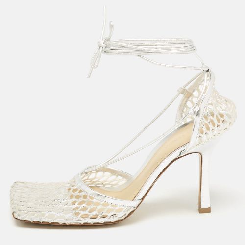 Bottega Veneta Silver Mesh and Leather Stretch Ankle Tie Pumps Size 40 - Bottega Veneta - Modalova