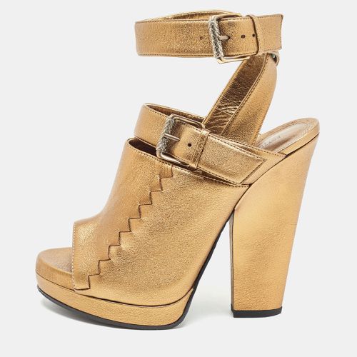 Bottega Veneta Metallic Leather Buckle Detail Platform Ankle Strap Sandals Size 38 - Bottega Veneta - Modalova