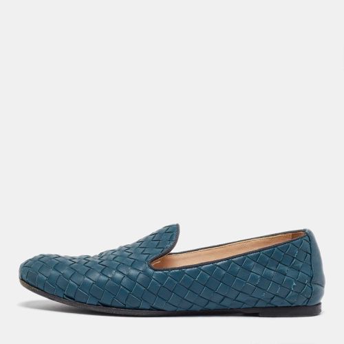 Bottega Veneta Turquoise Blue Intrecciato Leather Smoking Slippers Size 36 - Bottega Veneta - Modalova