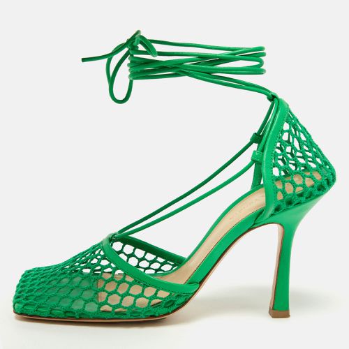 Bottega Veneta Green Crochet and Leather Ankle Tie Pumps Size 38 - Bottega Veneta - Modalova