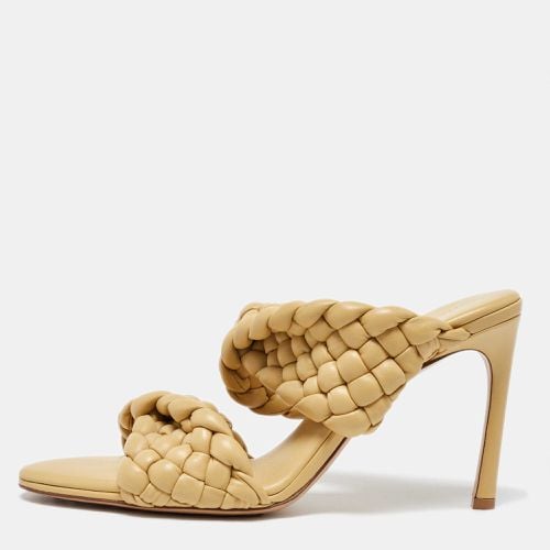 Bottega Veneta Yellow Leather Braided Accents Slides Size 41 - Bottega Veneta - Modalova