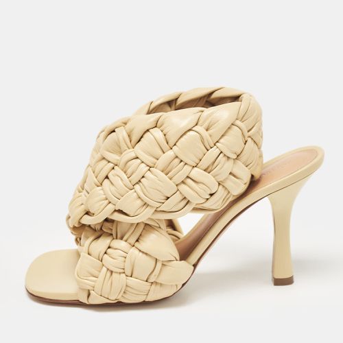 Bottega Veneta Beige Woven Leather Intrecciato Ankle Strap Sandals Size 37.5 - Bottega Veneta - Modalova