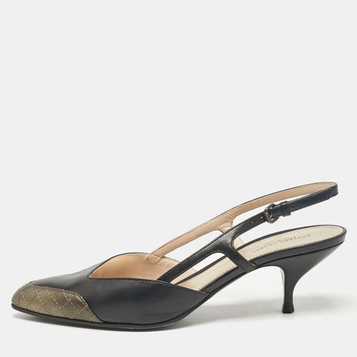 Bottega Veneta Black/Metallic Leather Slingback Pumps Size 38.5 - Bottega Veneta - Modalova