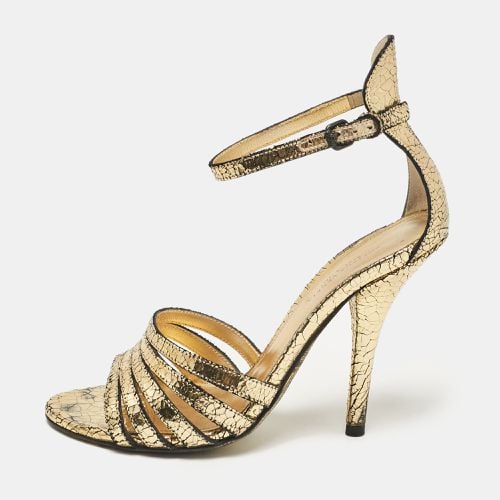 Bottega Veneta Gold Laminated Suede Ankle Strap Sandals Size 36 - Bottega Veneta - Modalova