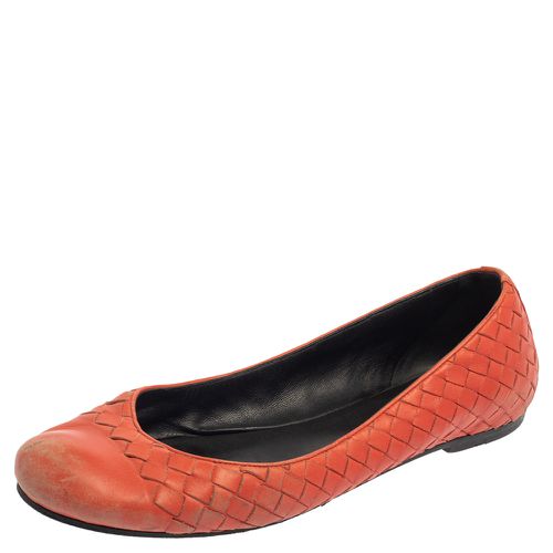 Bottega Veneta Orange Intrecciato Leather Ballet Flats Size 39 - Bottega Veneta - Modalova