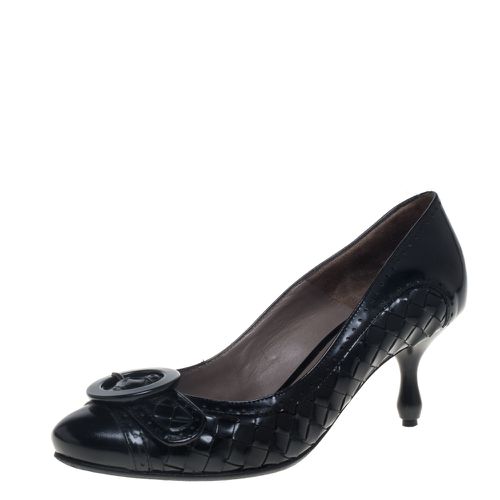 Bottega Veneta Intrecciato Black Patent Leather Buckle Detail Pumps Size 36 - Bottega Veneta - Modalova