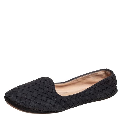 Bottega Veneta Black Interecciato Suede Smoking Slippers Size 37 - Bottega Veneta - Modalova