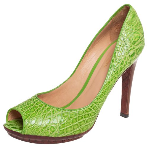 Bottega Veneta Green Alligator Leather Peep Toe Pumps Size 40 - Bottega Veneta - Modalova