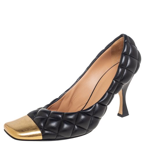 Bottega Veneta Quilted Black Leather Square Metal Cap Toe Pumps Size 39 - Bottega Veneta - Modalova