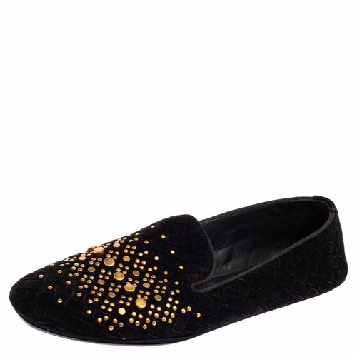 Bottega Veneta Black Interecciato Suede Studded Smoking Slippers Size 36 - Bottega Veneta - Modalova