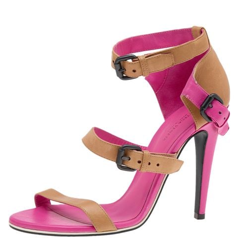 Pink Leather Open Toe Ankle Strap Sandals Size 37.5 - Bottega Veneta - Modalova