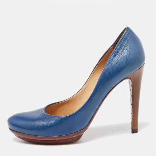 Bottega Veneta Blue Leather Round Toe Platform Pumps Size 37.5 - Bottega Veneta - Modalova