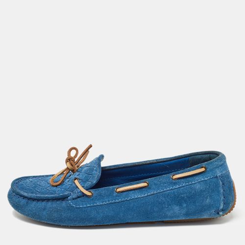 Bottega Veneta Blue Intrecciato Suede Bow Slip On Loafers Size 36 - Bottega Veneta - Modalova