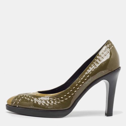 Bottega Veneta Olive Green/Brown Patent Leather Pumps Size 38 - Bottega Veneta - Modalova