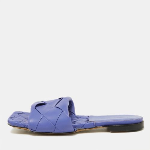 Bottega Veneta Purple Intrecciato Leather Flat Slides Size 39 - Bottega Veneta - Modalova