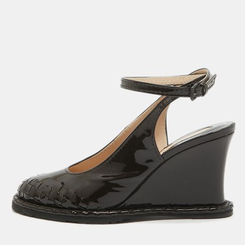 Bottega Veneta Dark Brown Patent Leather Slingback Ankle Strap Wedge Pumps Size 39 - Bottega Veneta - Modalova