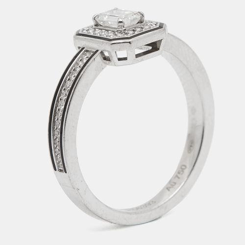 Boucheron Vendôme liseré Diamonds Black Lacquer 18k White Gold Ring Size 54 - Boucheron - Modalova