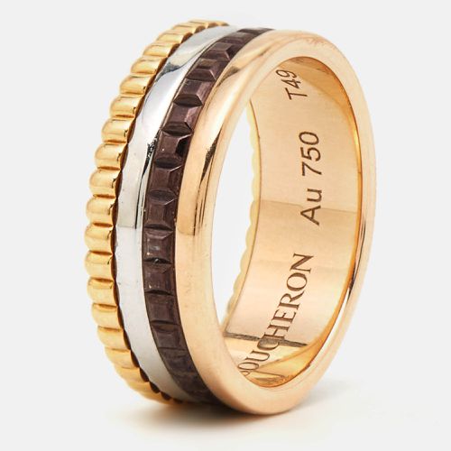 Boucheron Quatre Classique Brown PVD 18k Three Tone Gold Ring Size 49 - Boucheron - Modalova