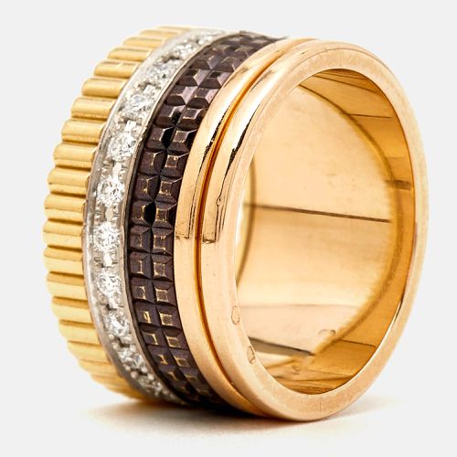 Boucheron Quatre Classique Diamonds PVD 18k Three Tone Gold Ring Size 52 - Boucheron - Modalova