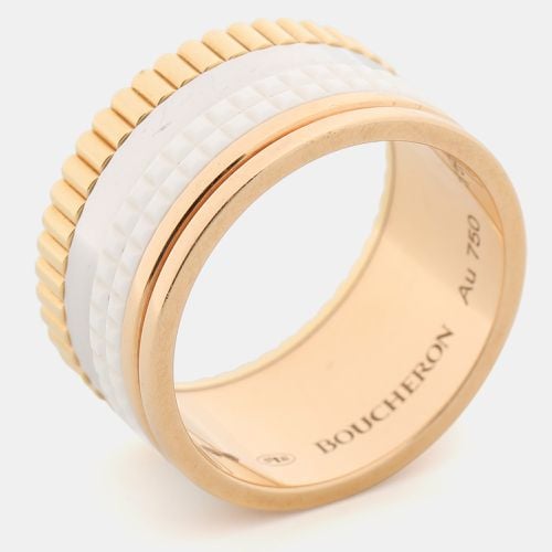 Boucheron Quatre White Edition Ceramic 18K Three Tone Gold Large Band Ring 58 - Boucheron - Modalova