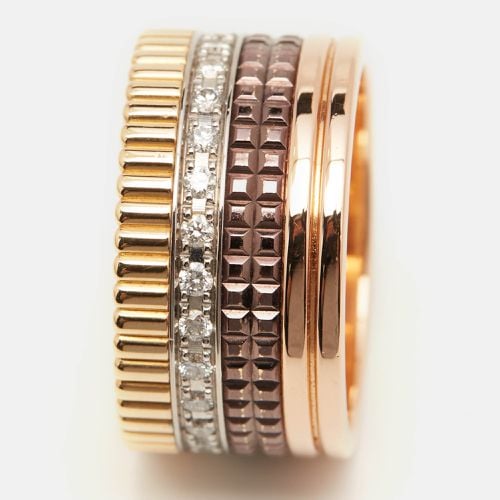 Quatre Classique Diamonds PVD 18k Three Tone Ring Size 57 - Boucheron - Modalova