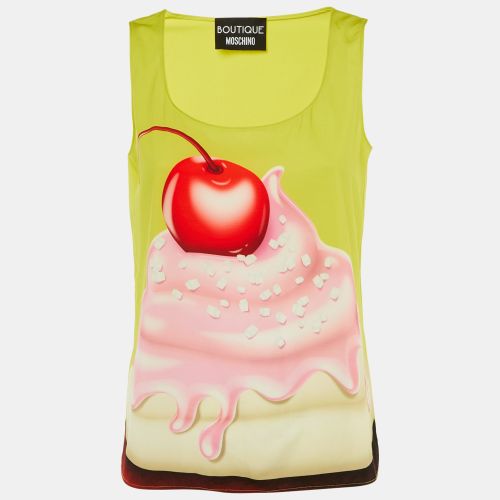 Boutique Moschino Volt Green Ice Cream Print Crepe Sleeveless Top S - Boutique Moschino - Modalova