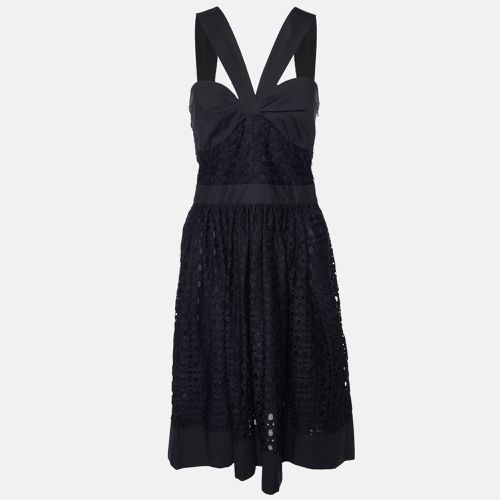 Boutique Moschino Black Lace Gathered Neck Dress M - Boutique Moschino - Modalova