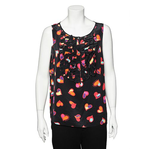 Boutique Moschino Black Heart Print Silk Top L - Boutique Moschino - Modalova