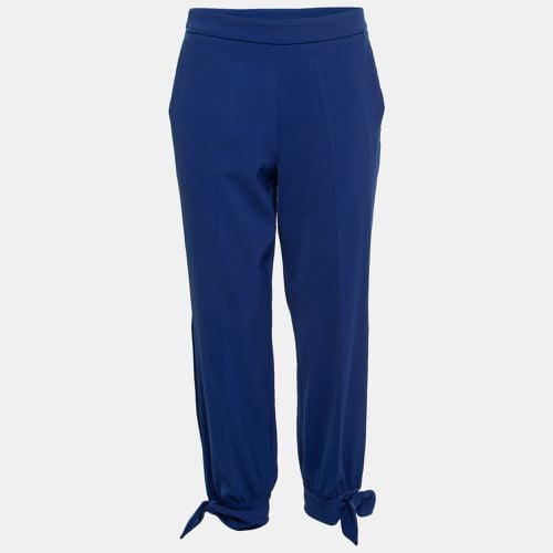 Boutique Moschino Blue Crepe Stretch Bow Detail Trousers M - Boutique Moschino - Modalova