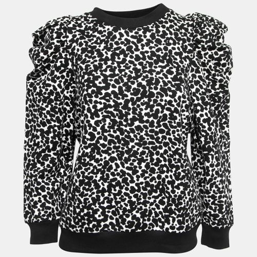 Boutique Moschino White/Black Printed Cotton Ruched Sleeve Sweater L - Boutique Moschino - Modalova