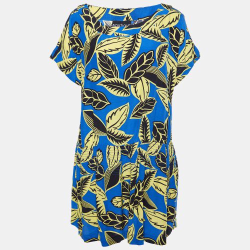 Boutique Moschino Blue Printed Rayon Shirred Detail Mini Dress M - Boutique Moschino - Modalova