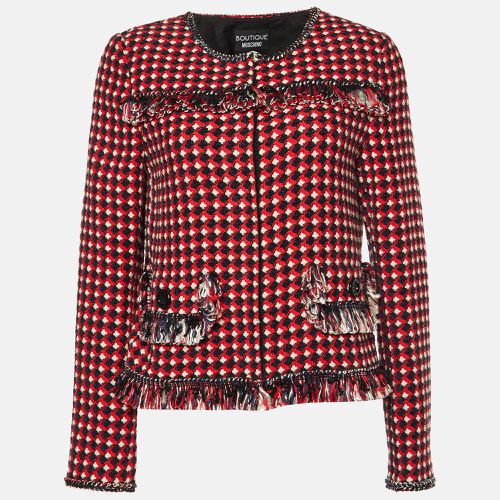 Boutique Moschino Red Tweed Fringed Jacket M - Boutique Moschino - Modalova