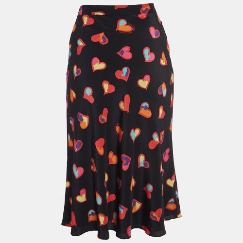 Boutique Moschino Black Heart Print Silk Flared Midi Skirt S - Boutique Moschino - Modalova