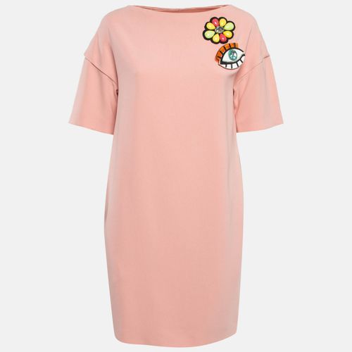 Boutique Moschino Pink Brooch Applique Crepe Shift Dress S - Boutique Moschino - Modalova